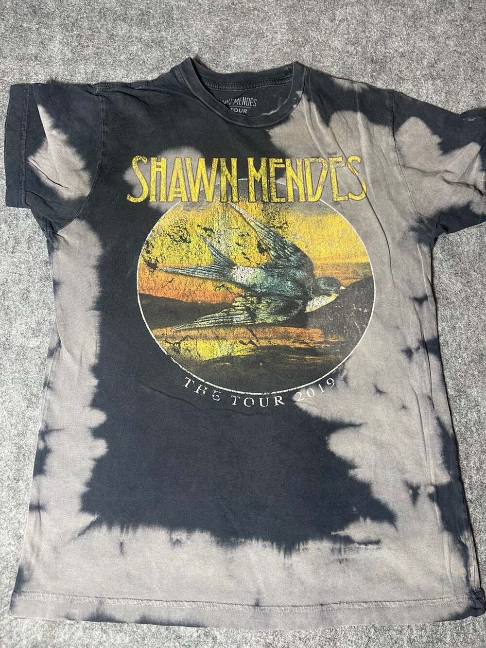 Shawn Mendes The Tour 2019 Bird Graphic Bleach Wash Tie Dye T-Shirt